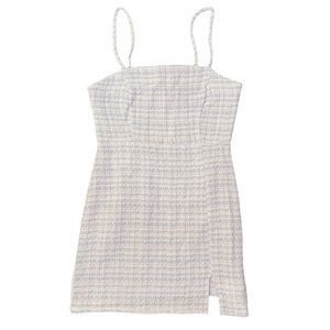 Zara Blue And White Tweed Mini Dress